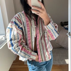 Tata Naka seersucker stripe shirt